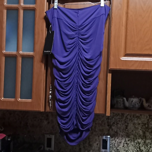 BEBE 3 in 1 Garment. Mini Skirt, Pencil Skirt & Dress. NWT. Beautiful Purple!(M) - Picture 4 of 12